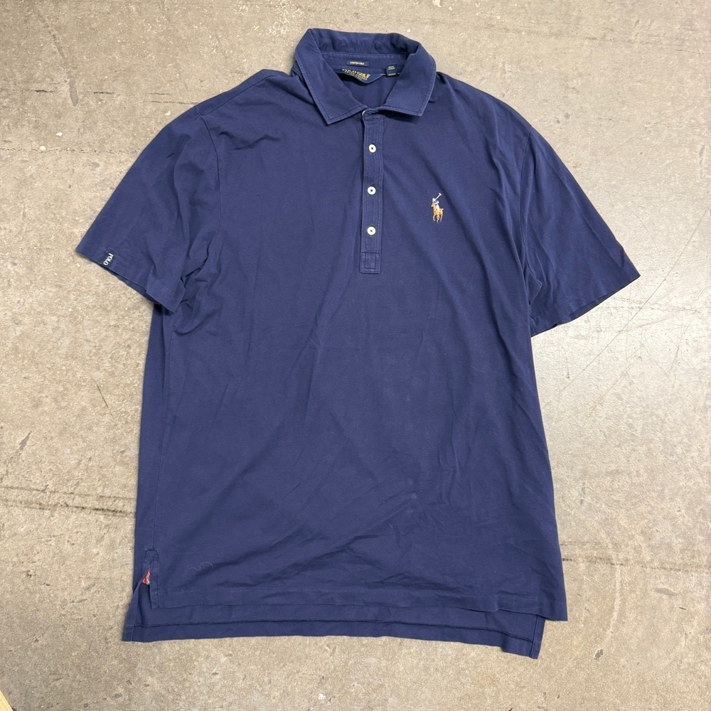 Polo Golf Ralph Lauren Mens XL Navy Blue Stretch Lisle Short Sleeve Polo Shirt